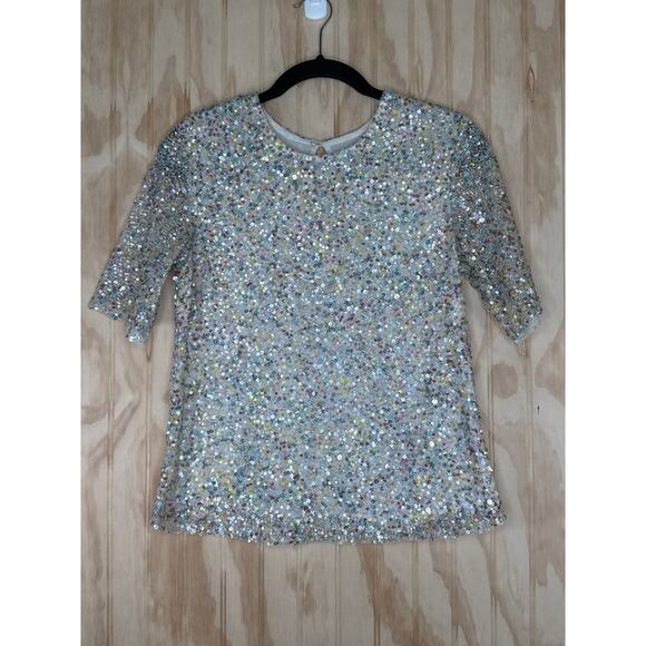 Varun Bahl Sequin, Party, Holiday Festive Glam Y2K Bold Shirt Size Small - Picture 3 of 8